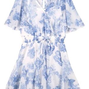 Zunie Blue and White Floral Kids Dress